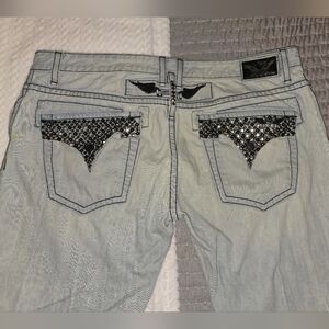 ⭐️Sz42 Robin's Jean Embellished With Black Crystal Accents Unisex